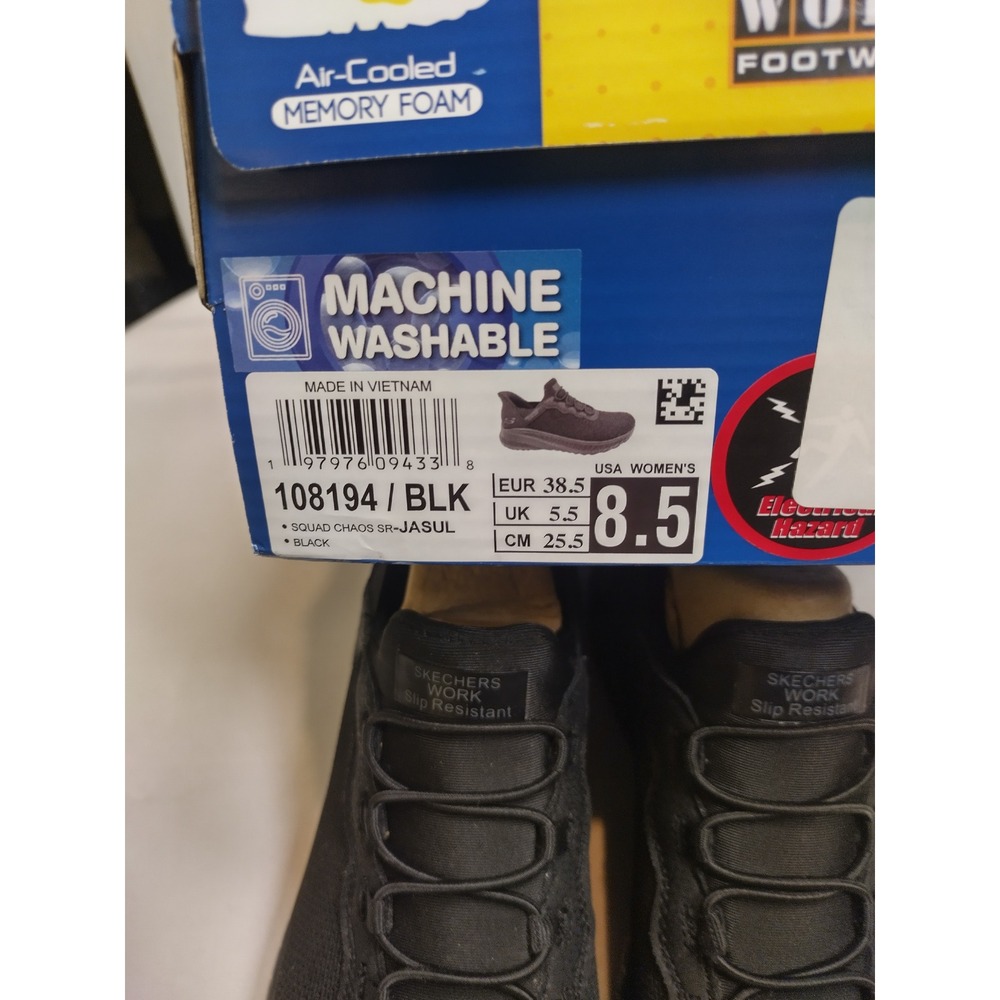 Skechers Work Slip-ins Squad Chaos SR JASUL Black Sneakers Womens 8.5 108194 - Picture 8 of 8